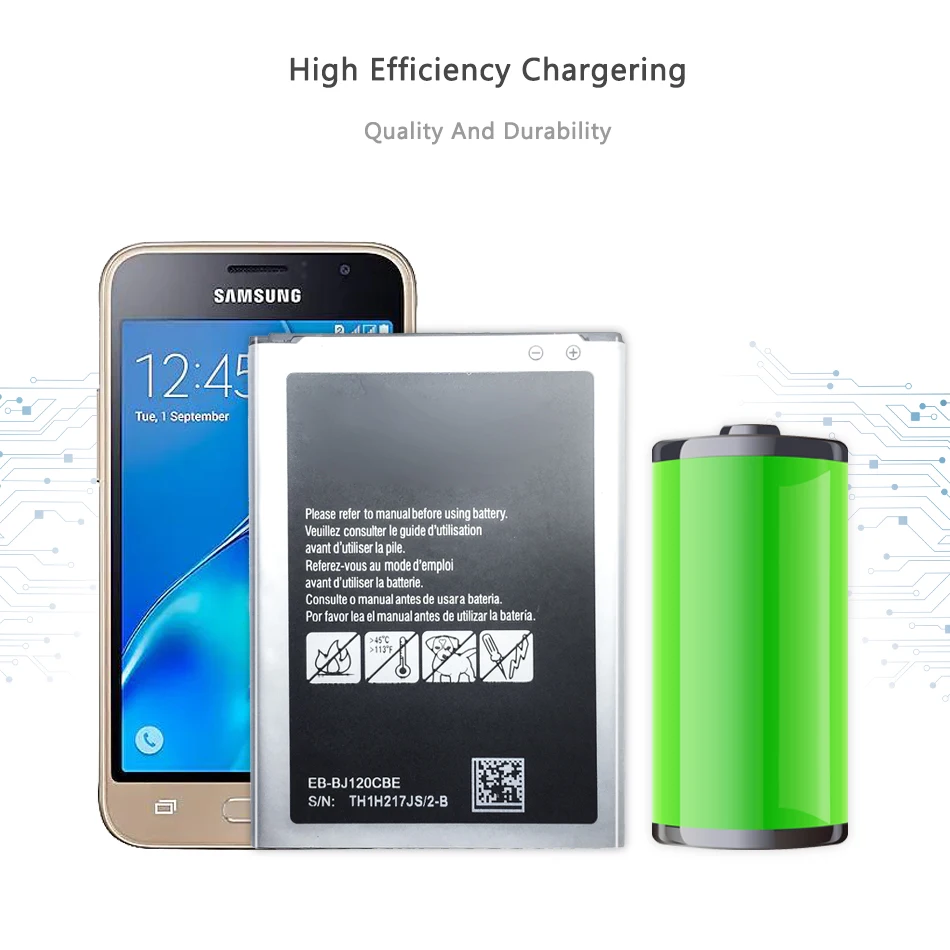 

Battery EB-BJ120CBE For Samsung Galaxy J1(2016) J120 J120F J120A J120T 2050mAh Capacity EB BJ120CBE Battery+Tracking Number