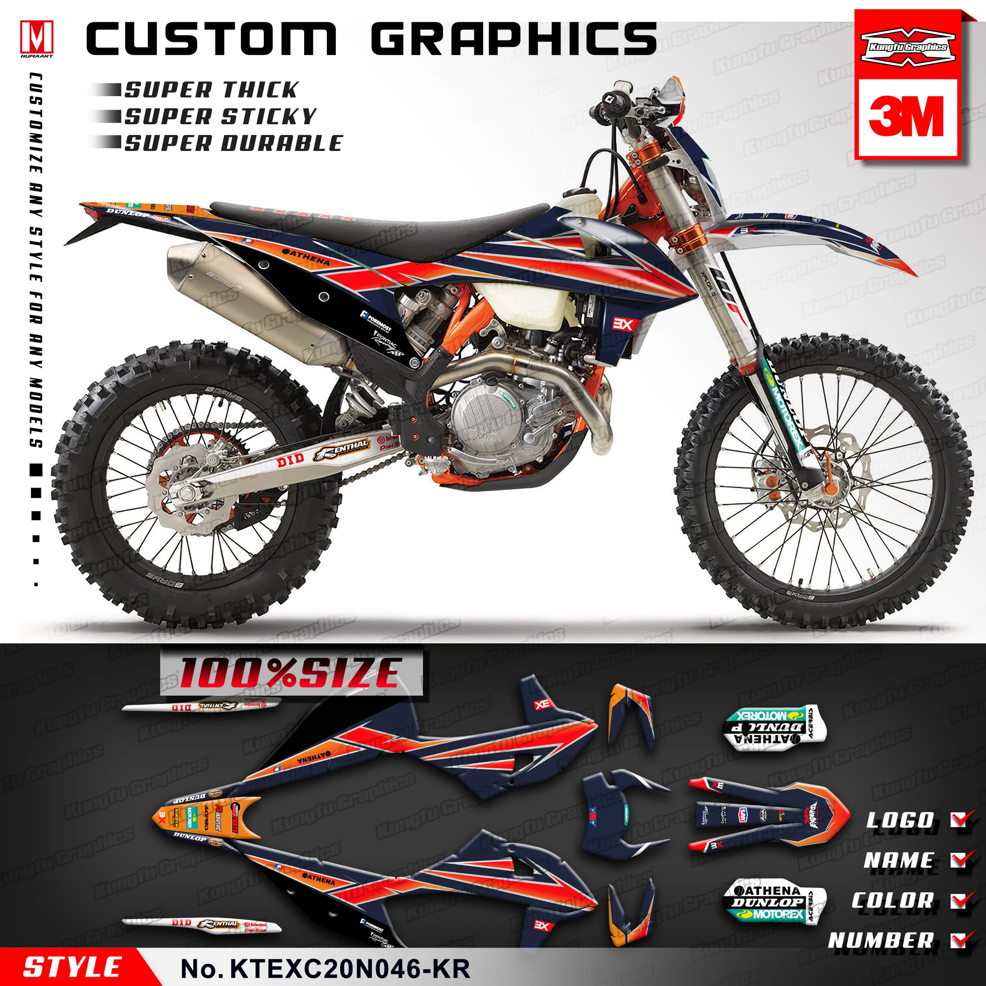 Kungfuグラフィックスオフロードステッカーexc用カスタムデカールexc F Xc W Xcf W 150 300 Sx Sxf 500 Xc F 125 250 350 450 19 22 Aliexpress Automobiles Motorcycles