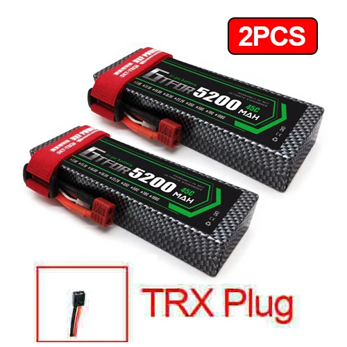 2PCS5200mahTRX 2 шт 7,4 V 5200 45c 7000mAh 60C GTFDR LiPo аккумулятор 2S HardCase для 1/8 1/10 RC модель автомобиля TRX Slash Emaxx - Цвет: 2PCS5200mahTRX