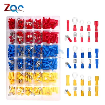 

500pcs Assorted Insulated Electrical Wire Terminals Crimp Connector Spade Butt Ring Fork Set Terminals Clamp Blade Sockets W BOX