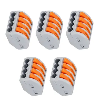 

5PCS Mini Fast Wire Connectors Universal Compact Wiring Conductor Push-in Terminal Block Soft And Hard Wire Connector