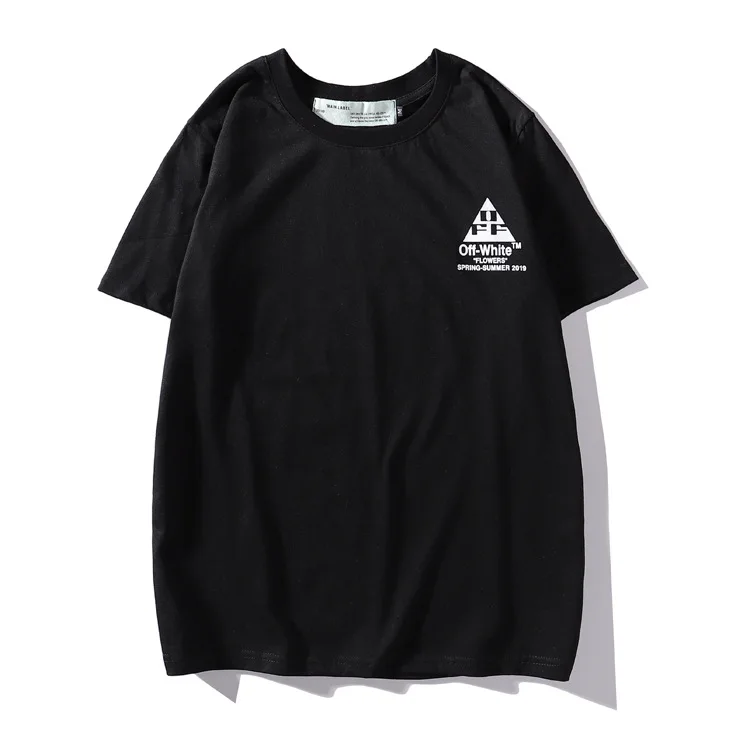 OFF-WHITE OW Цветочная полосатая футболка с короткими рукавами белая хлопковая парная свободная Мужская футболка с буквенным принтом