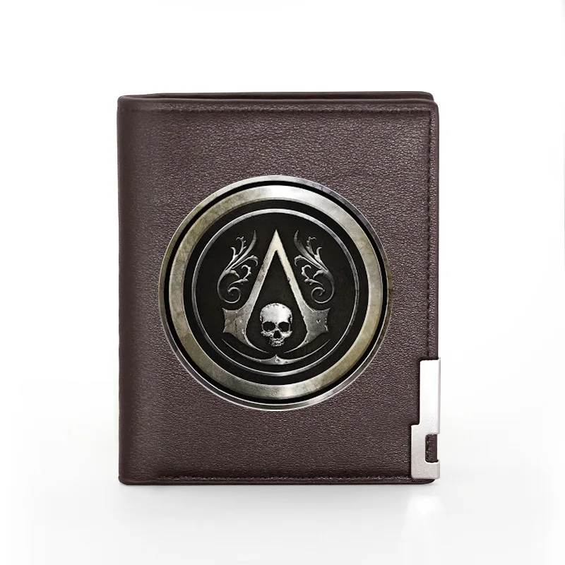 2021 New Fashion Assassin Skull Printing Men's Wallet  Leather Purse For Men Credit Card Holder Short Slim Wallet Pocket