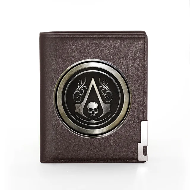 2021 New Fashion Assassin Skull Printing Men's Wallet  Leather Purse For Men Credit Card Holder Short Slim Wallet Pocket Brown