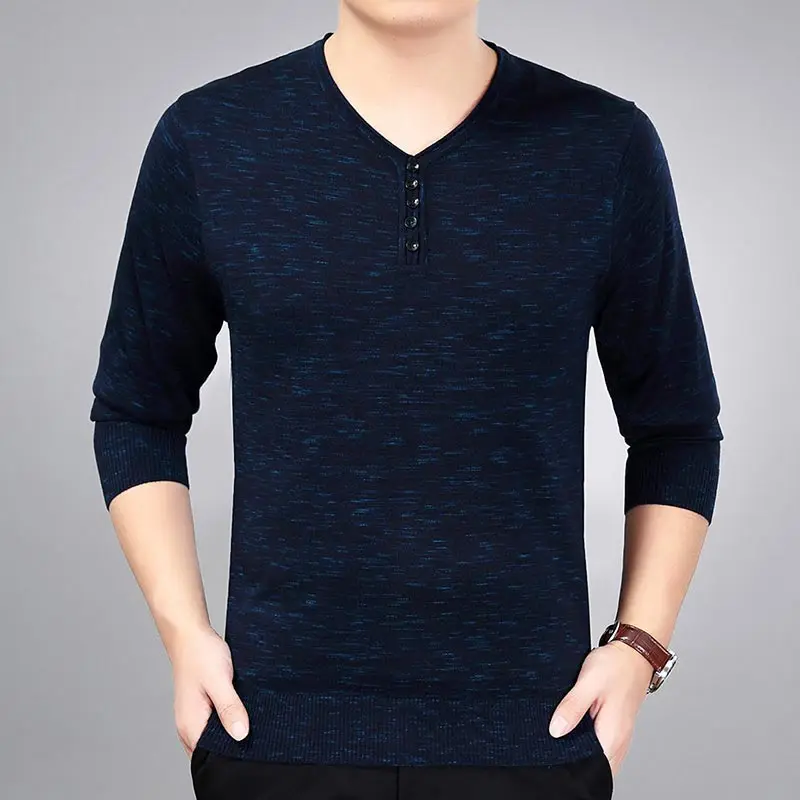 3124Blue HISTREX brand social cotton thin men's pullover sweaters casual crocheted striped knitted sweater men masculino clothes - Цвет: 3124Blue