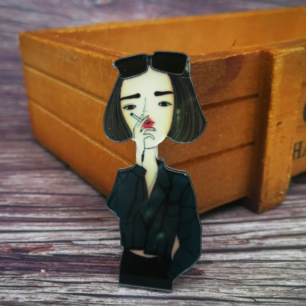 1 шт. Мультяшные крутые значки принцессы для девочек, брошь для рюкзака, булавки для одежды, акриловые Значки для женщин, модные подарки, аксессуары - Окраска металла: Style13