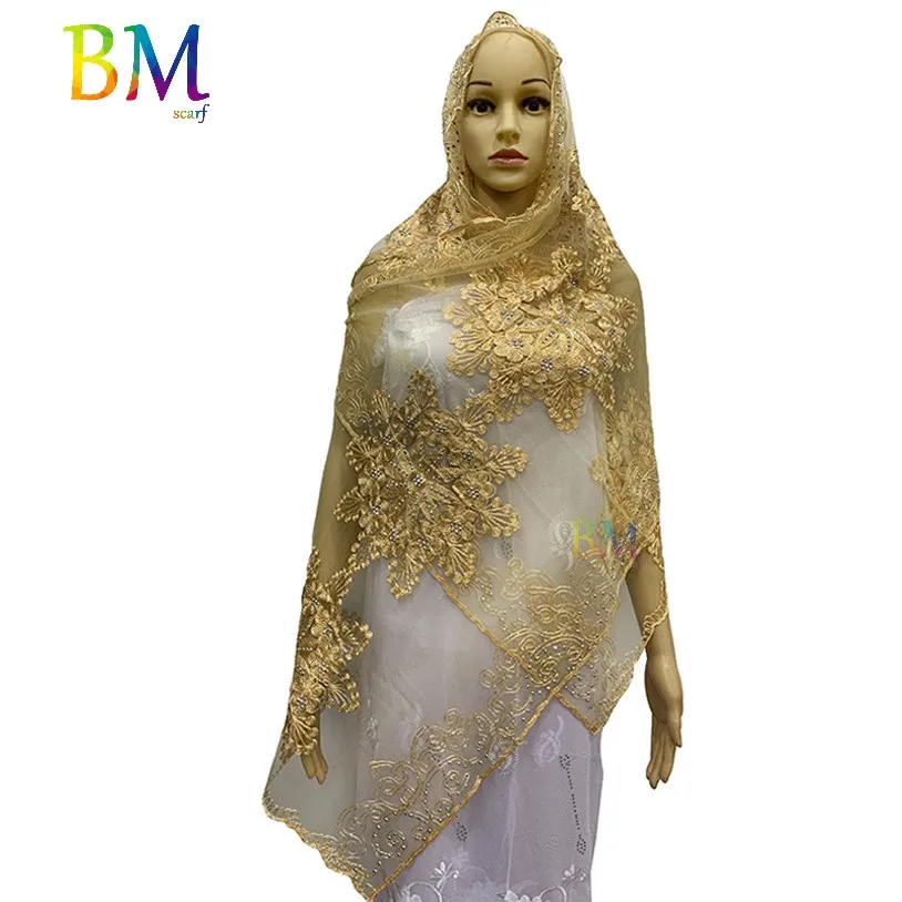 Африканская Женская шаль мусульманский женский шарф 200*50 см маленький шарф из тюли для шали BX08