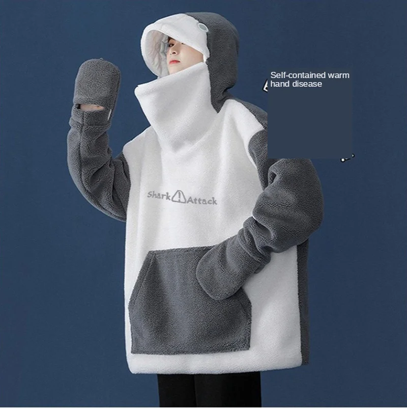 Christmas 2022 Oversized Hoodie Couple Outfit Lambswool Oversized Jacket Women Loose and Funny Clothes for Girl Kpop Warm Hoodie