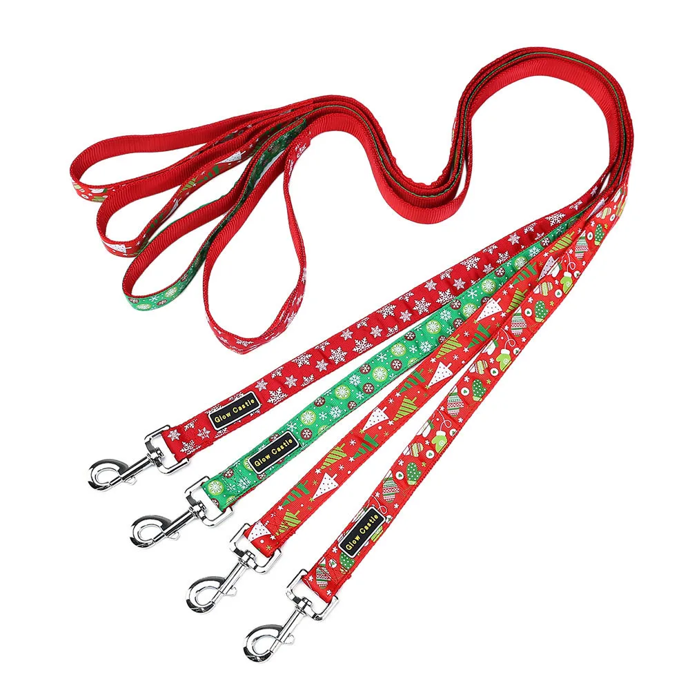 1 PCS Pet Puppy Adjustable Christmas Printing Accessories Lead Leash Traction Rope Leather Printed Beautiful Accessories#0808