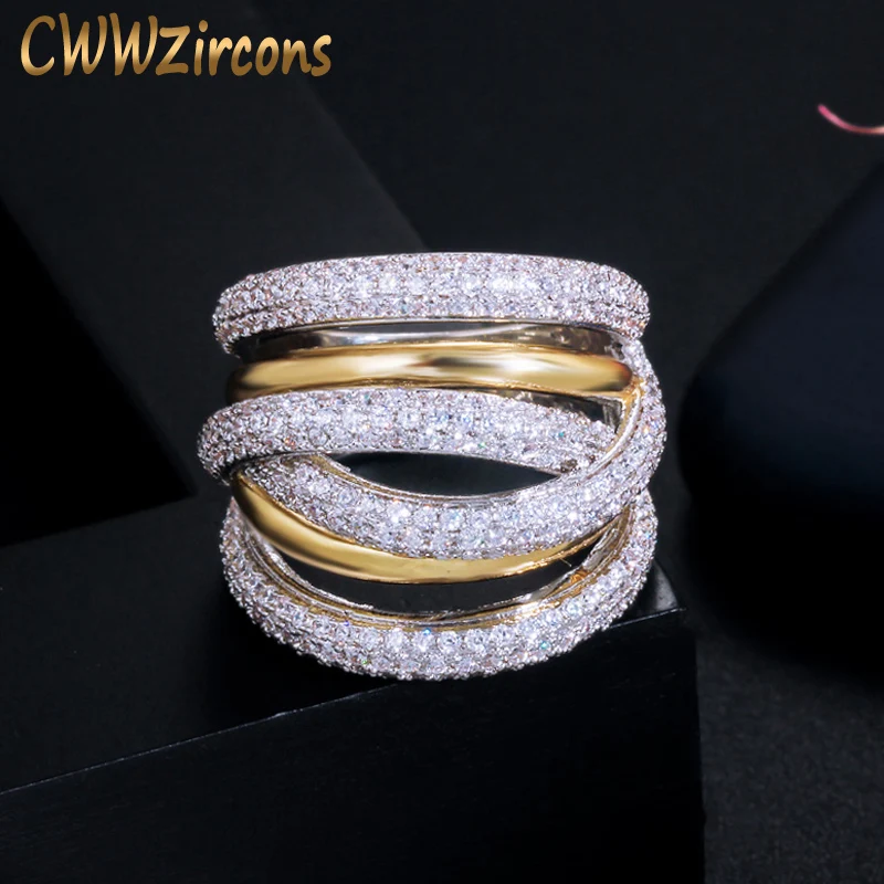 

CWWZircons Designer Luxury Twist Lines Geometry Cubic Zirconia Engagement Dubai Naija Bridal Finger Rings Jewelry Addiction R141