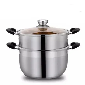

Milk Pot Steamer Thick Stainless Steel Soup Pot Double Steamer Gas Stove Induction Cooker Dual-use Pot Kitchen Pot Cookware