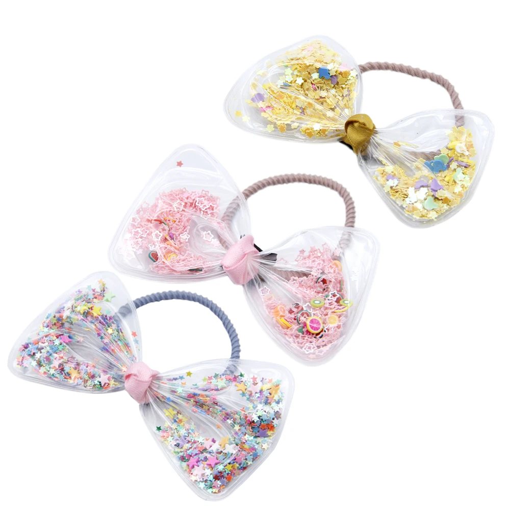 David accessories сумка из ПВХ с подвижными блестками бантом резинка для волос для девочек с бантом с эластичной резинкой для детей детская заколка для волос Группа, 1Yc7967