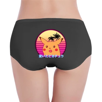 

Cute Surprised Pikachu Vaporwave Japanese Cool Anime Pokemon Print Ladies low waist underwear