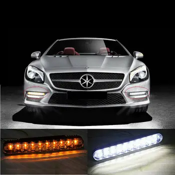 

Car Daytime Running Light DRL Driving Turn Signal Fog Lamp White Amber 12V 19*2.5*4cm Car Turn Signal Light