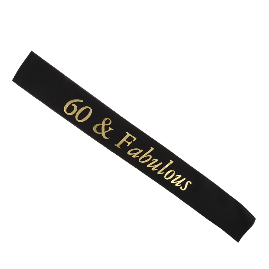 Gilding Gold 30 40 50 60 70 80 and Fabulous Sash for Birthday Anniversary Party Favors Supplier and Decorations Black