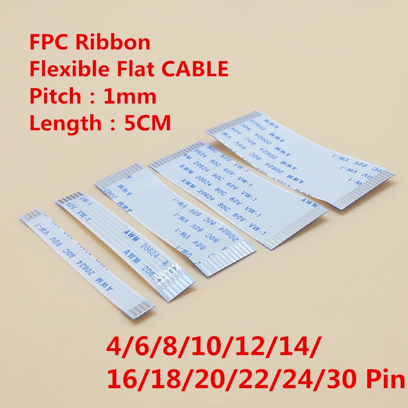10 шт. плоский гибкий кабель FFC FPC LCD в одинаковом направлении AWM 20624 80C 60V VW-1 1 0 мм 5 см
