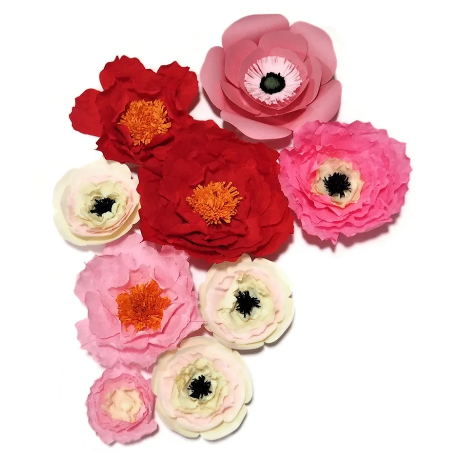 2018 Crepe Paper Flowers Backdrop Giant Paper Flowers Wall Artificial