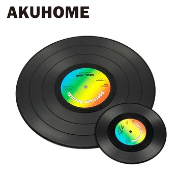 

Vinyl Record Table Mats Drink Coaster 2pcs Middle Size Table Placemats Creative Pot Plate Coasters Heat-resistant Nonslip Pads