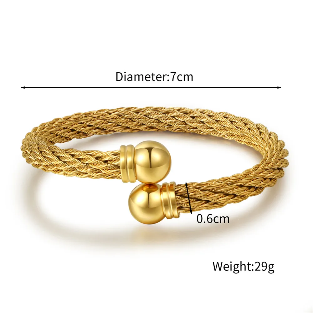 Titanium Steel Men Women Open Round Ball Cuff Bangle Bracelet in Stainless Steel Brackelts Gifts For Women Men Gift 5