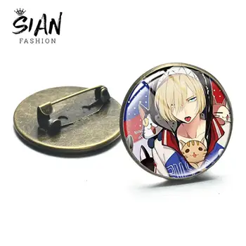 

SIAN Hot Sale Anime YURI on ICE Collect Brooch Japanese Cartoon Figure Victor Nikiforov Yuri Katsuki Cool Bag Badges Collar Pin