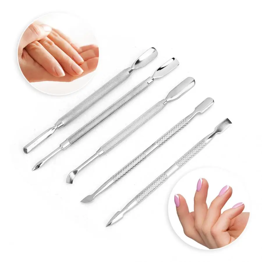 Набор для маникюра 5 штук в упаковке профессиональная Нержавеющая сталь вилка мертвой кожи стальной выталкиватель триммер для ногтей набор инструментов для маникюра Набор для акриловых ногтей