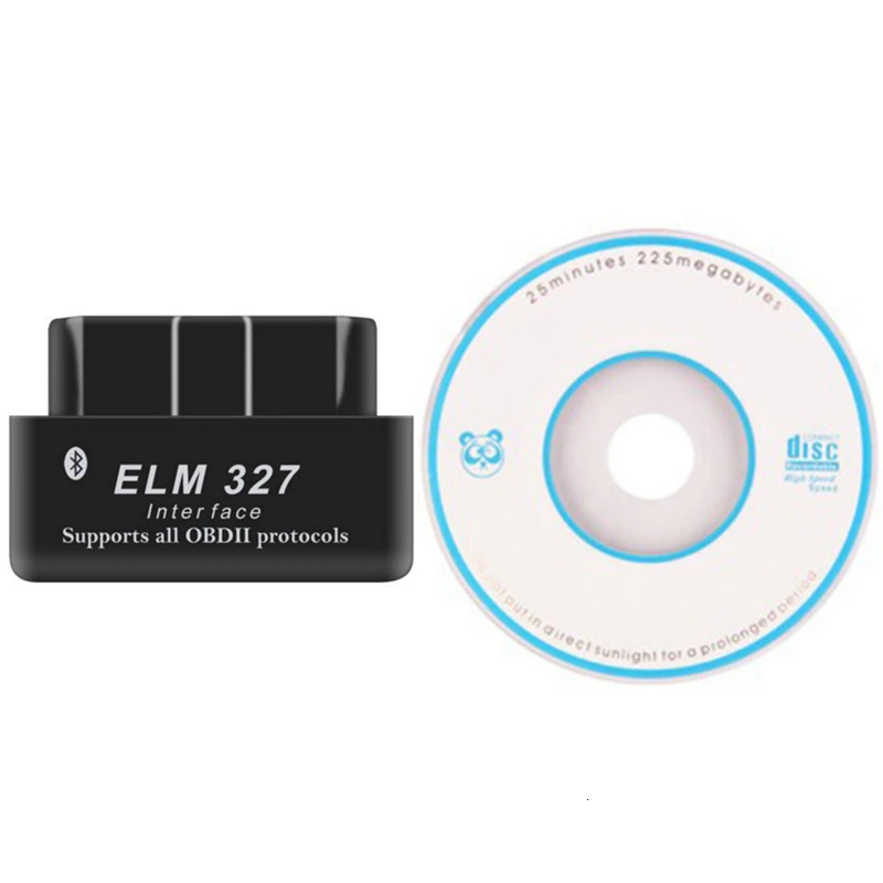 Мини ELM327 Bluetooth OBD2 Диагностический Автомобильный сканер V2.1 12 в автомобильный инструмент-считыватель тестер расхода топлива с CD программным обеспечением Лидер продаж