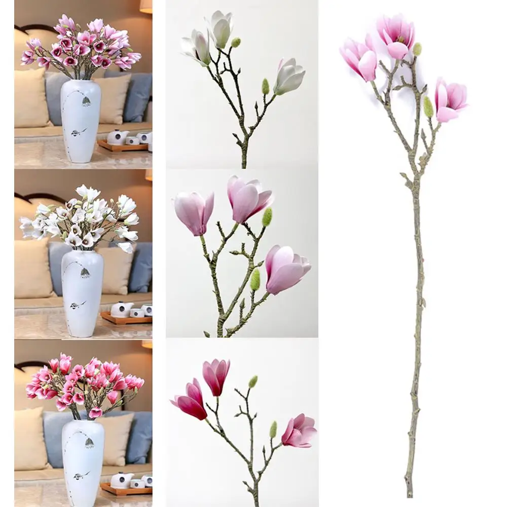 Вечерние цветы магнолии Yulan 60 см теплые и романтичные уникальные тканевые для