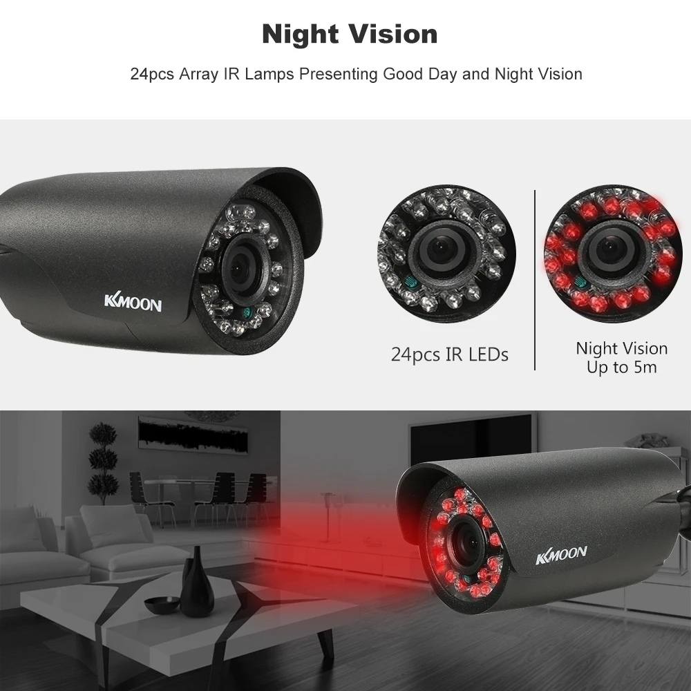 KKmoon 1080P AHD Bullet Водонепроницаемая камера видеонаблюдения 2.0MP 1/2. 8 CMOS 24 шт 3,6 мм Массив ИК-светодиодов ночного видения IR-CUT наружная безопасность