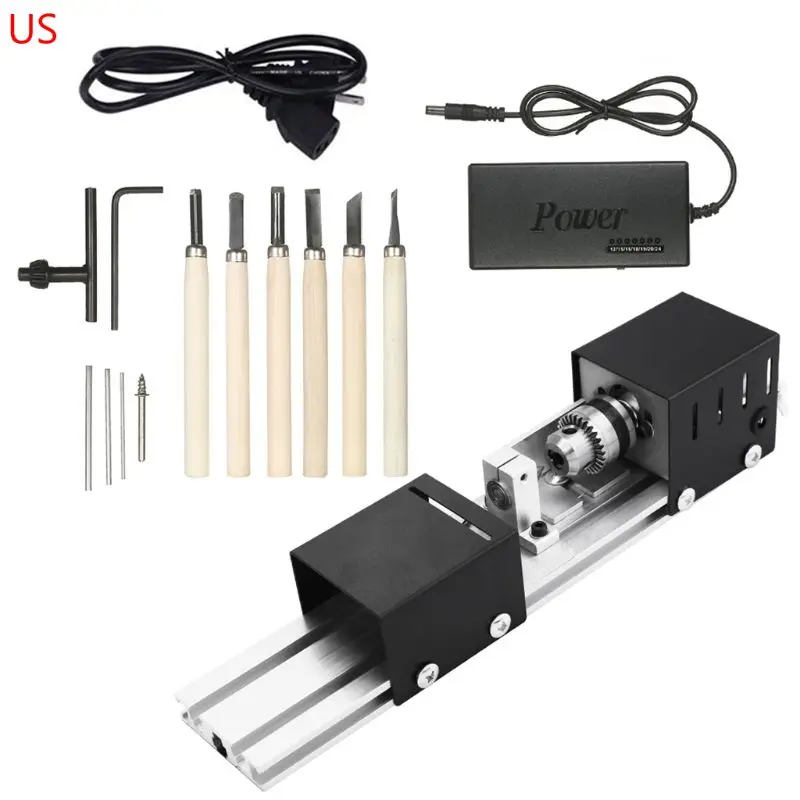 US США/ЕС Plug Мини токарный станок с ЧПУ фрезерный станок бисер DIY деревообрабатывающий резец - Цвет: US