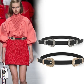 

Vintage Carved Double-Headed Ladies Pin Buckle High-Quality Belt Denim Casual Wild Durable Belt