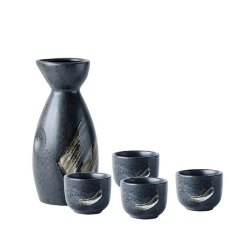 New Japanese Sake Cup Pot Ceramic Set Hand Painted Flagon Wine Ceramics 1 4 Cups Jug Spirits Liquor Gift | Дом и сад