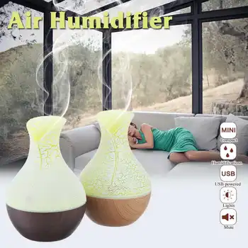 

7 Color USB Electric Air Diffuser Wood Ultrasonic Air Humidifier Essential Oil Aromatherapy Cool Mist Maker For Home Car Office