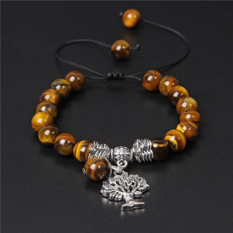 Life Tree Charm Bracelets For Men Natural Lapis Lazuli Beads Bracelet Women Fashion Adjustable Braid Pulsera Couples Jewelry