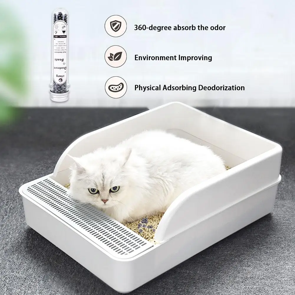 Pet Cat Litter Deodorizing Powder Activated Carbon Deodorizing Beads Cat Litter Odor Removing Tool Scent Boosting Fragrance 45ML