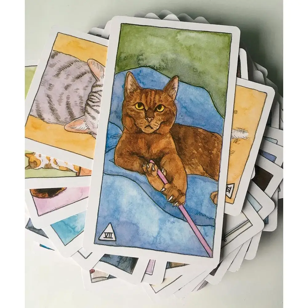 78Pcs Cute Cat Tarot Cards Deck Deck Board Games English For Women Family Gift Party Playing Card Game Entertainment Game 78Pcs Cute Cat Tarot Cards Deck Deck Board Games English For Women Family Gift Party Playing Card Game Entertainment Game
