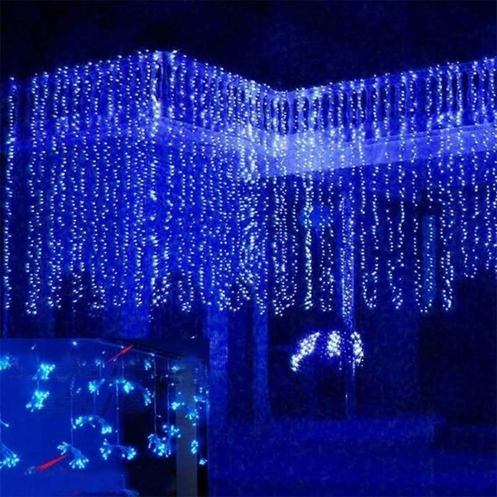 Гирлянда для занавесок 300 светодиодный гирлянда для занавесок с пультом дистанционного управления и таймером питание от USB для рождественского свадебного окна внутренний Декор - Испускаемый цвет: Синий