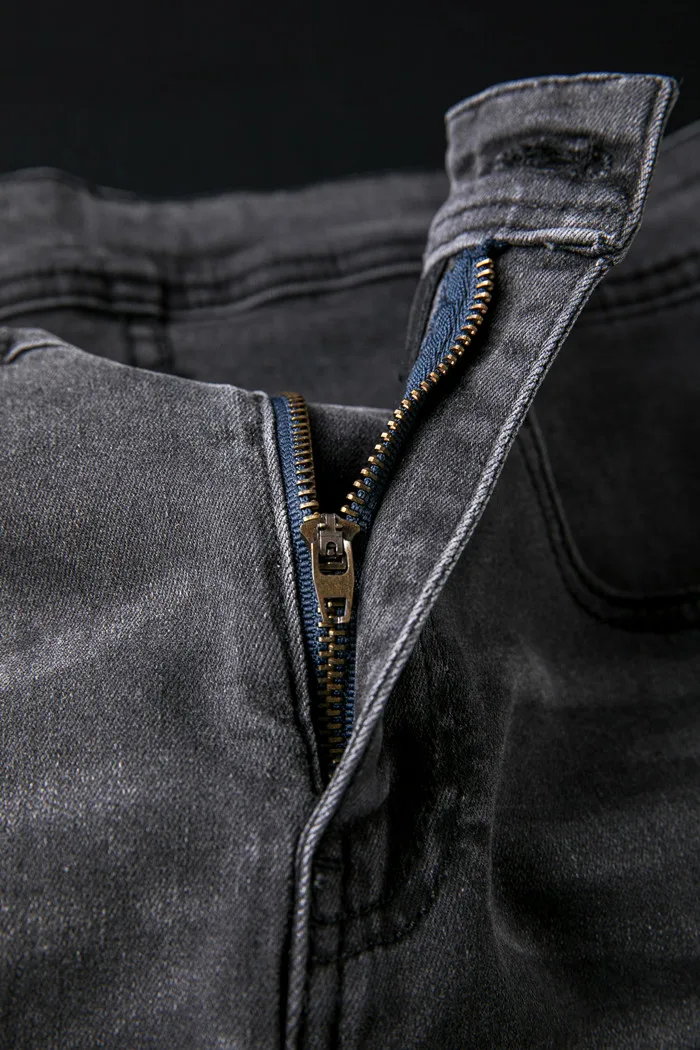 Классические мужские серые синие Стрейчевые джинсы Новая мода Бизнес Slim Fit прямые винтажные джинсовые брюки мужские Брендовые брюки