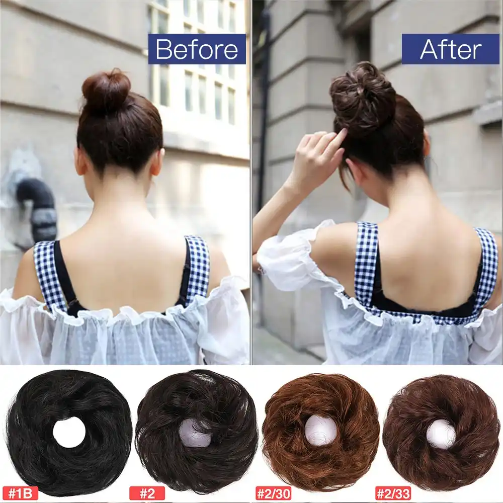 100 Human Hair Bun Chignon Remy Hair Hairpiece Fake Afro Donut