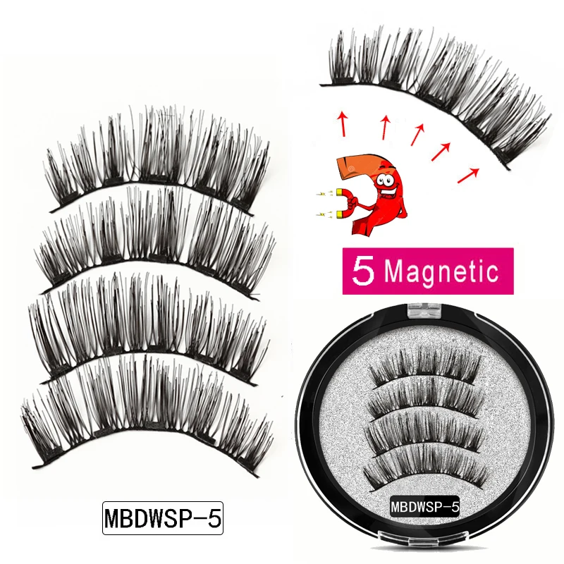 MB 5 Magnetic eyelashes Eye Shadow with handmade 3D/6D faux cils magnetique False magnet Mink lashes+ tweezers+Eye Shadow - Цвет: MBDWSP-5