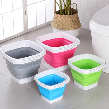 

Folding Bucket With Collapsible Plastic Foldable Square Tub Portable Fishing Water Pail Outdoor Domestic-35