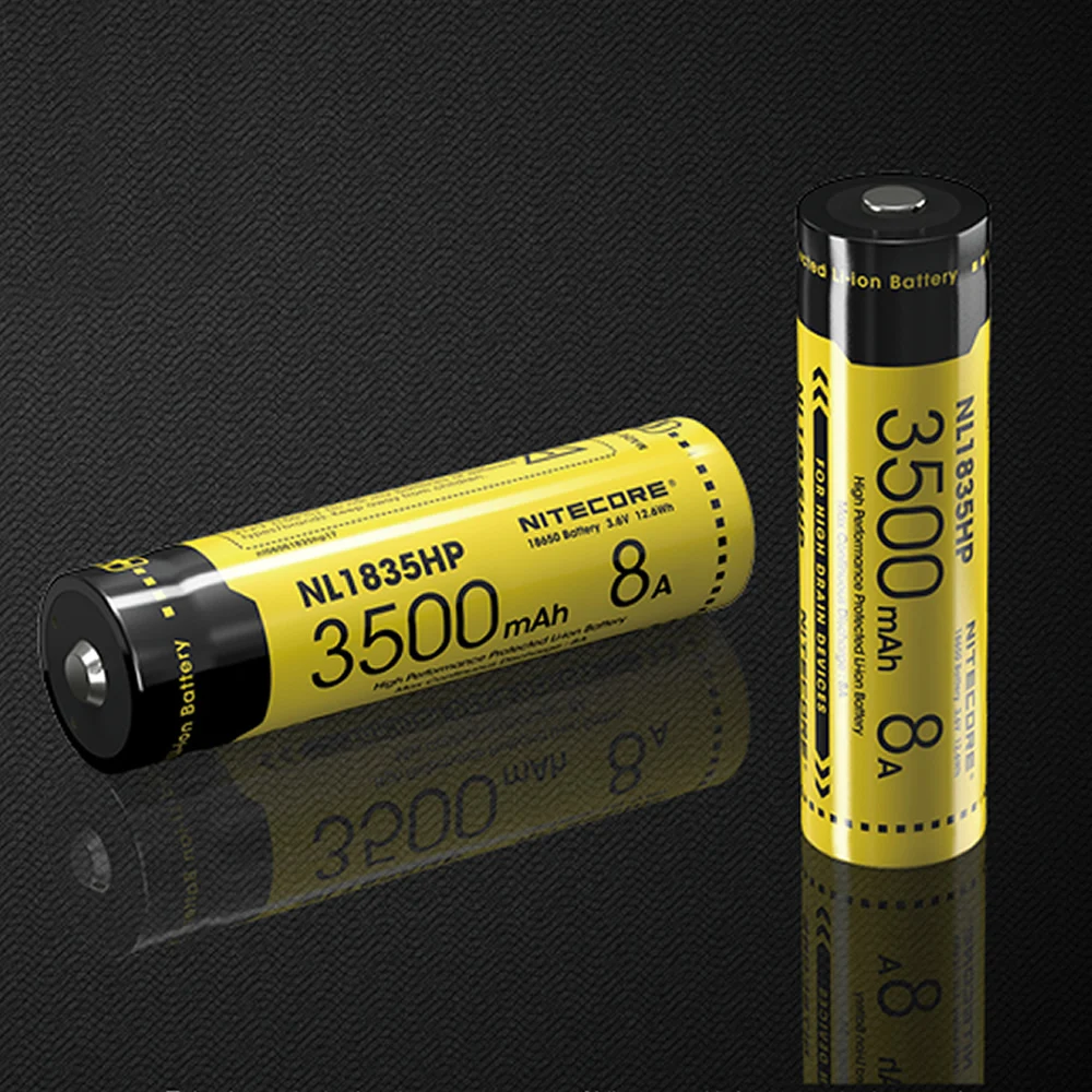 Nitecore NL1835HP 18650 3500mAh 3,6 V 12.6Wh 8A высокоэффективные Защищенные Литий-ионные батареи с кнопками верхние Дренажные устройства