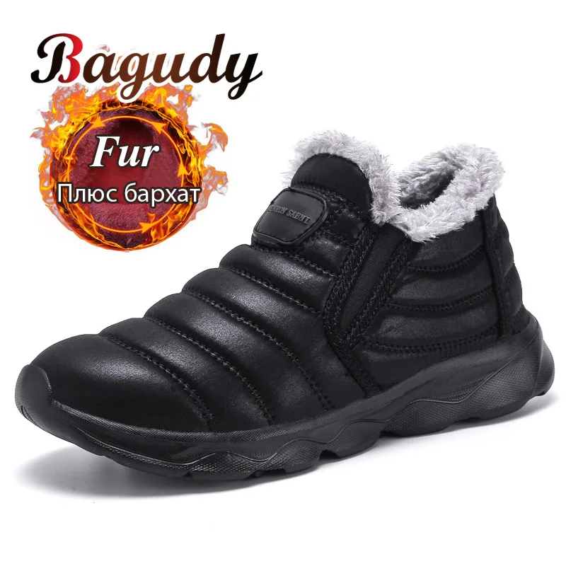 Waterproof Boots Winter Sneakers Casual Fashion Warm Unisex Plush 46 Ankle Quality Men