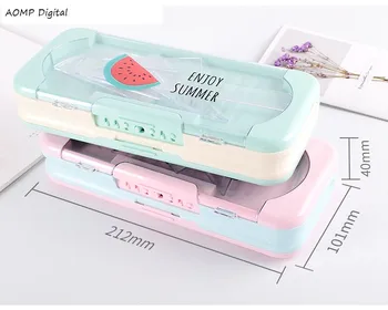 

Stationery box with lock password for men and women, pupils, multi-function pen case, large capacity, simple net red pencil case