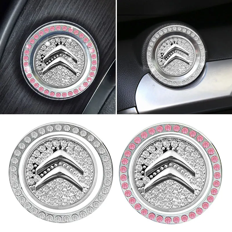 Car one-key start decorative sticker diamond-studded smart button protective cover For Citroen C ELYSEE C2 C3 C4 GRAND PICASSO | Автомобили