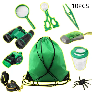 

10pcs Adventure Nature Exploration Kit Gift Outdoor Explorer Set Educational Flashlight Insect Viewer Camping Hiking Kids Toy