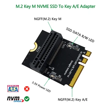 

NVMe M.2 Key M Socket 3 SSD to NGFF Key A / E Adapter Card for 2230 SSD Computer components and hardware