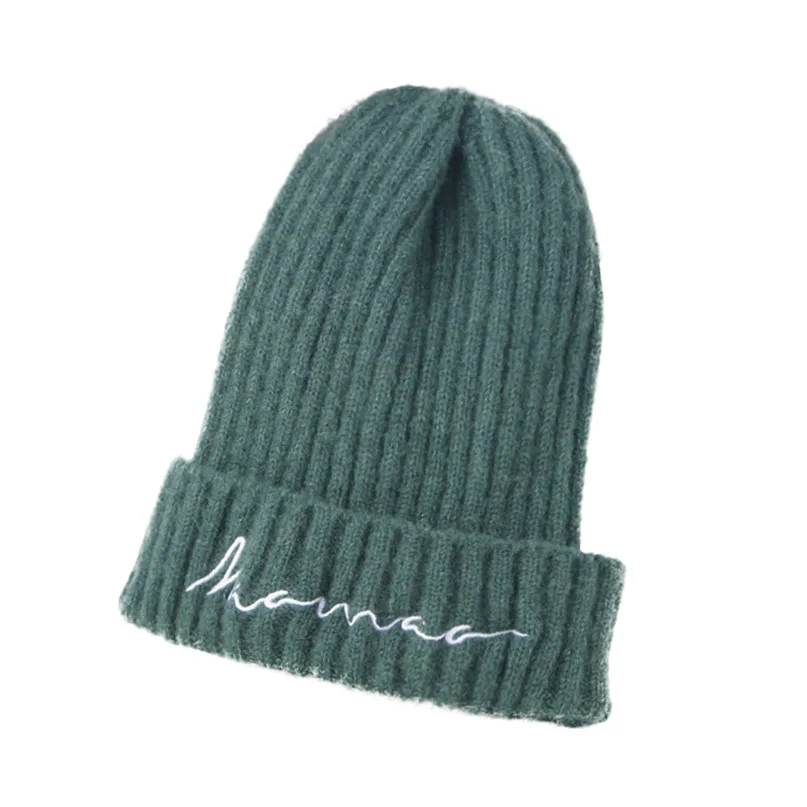 Unisex 50-54CM Children Pure Color Letter Keeping Warm And Simple Knitted Wool Hat Cap Winter Popular Cap 30SE02 (3)