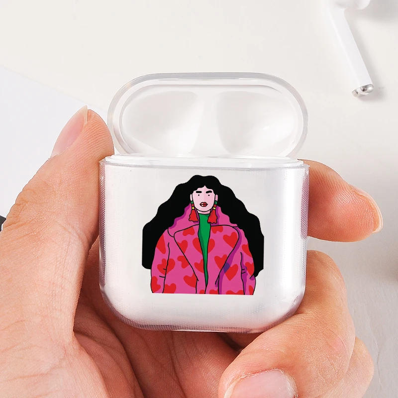 Модный портативный чехол Airpods, беспроводной стиль, для знаменитостей, женские прозрачные крутые наушники, защитный жесткий чехол для наушников - Цвет: I201714