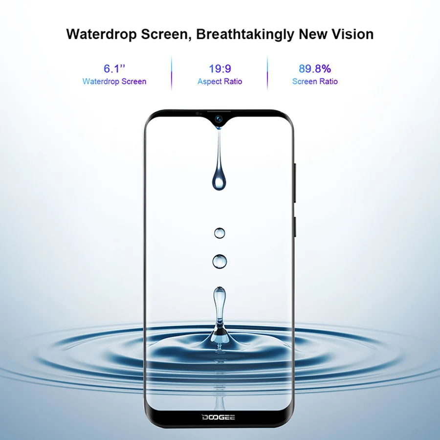  DOOGEE X90 6.1'' HD Android 9.0 19:9 1GB 16GB Face Unlock Smartphone 8MP Camera MT6580A Quad Core 3