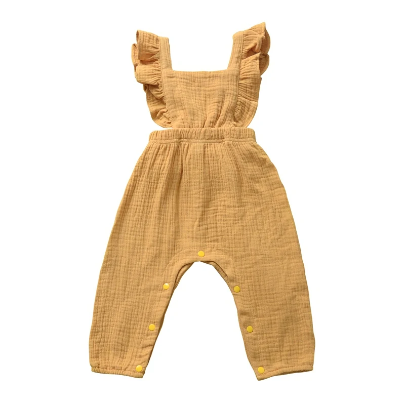 yellow Одежда для новорожденных; комбинезон в полоску с оборками и открытой спиной; комбинезон; одежда для маленьких девочек; Комбинезон для маленьких девочек; детская одежда - Цвет: yellow